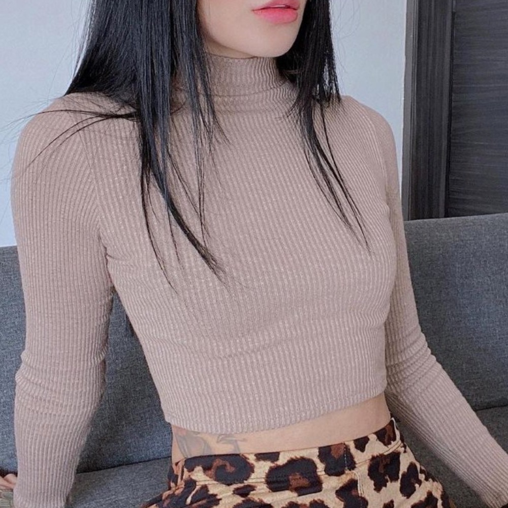 Wanderlust Mock Neck Top - Taupe